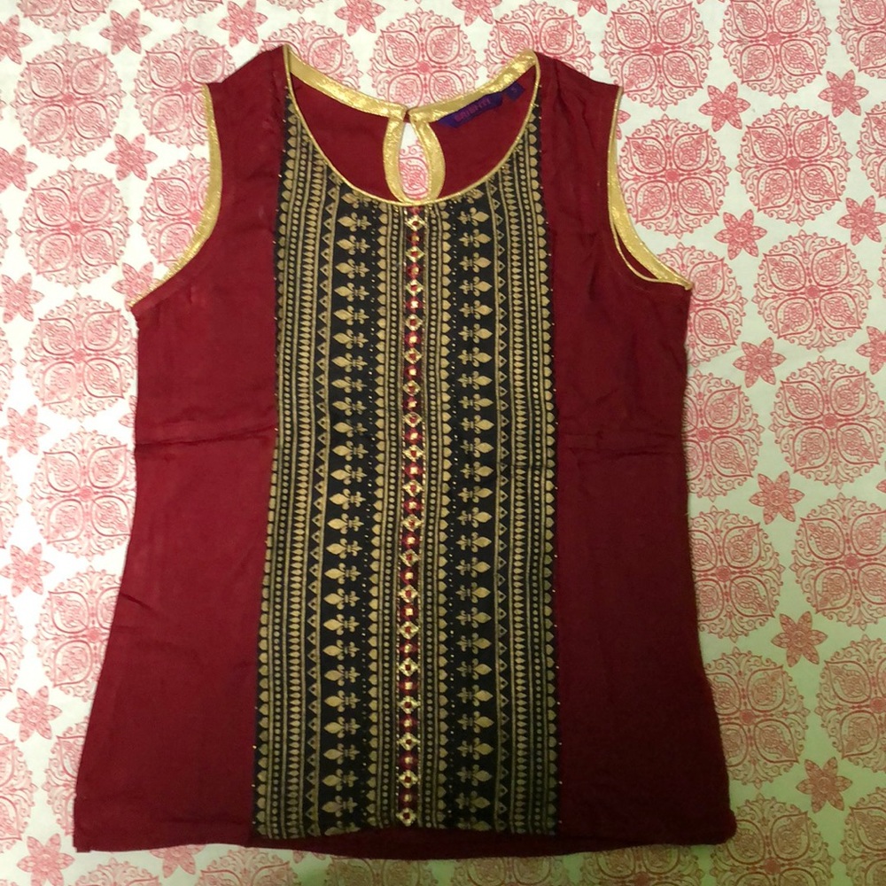 Gorgeous embroidered Maroon/burgundy Indian kurti top